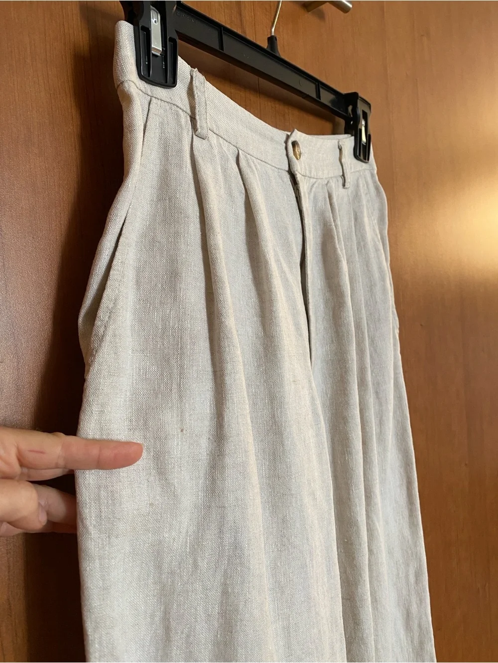 Reformation Wide Leg Pants in Light Gray-Cream